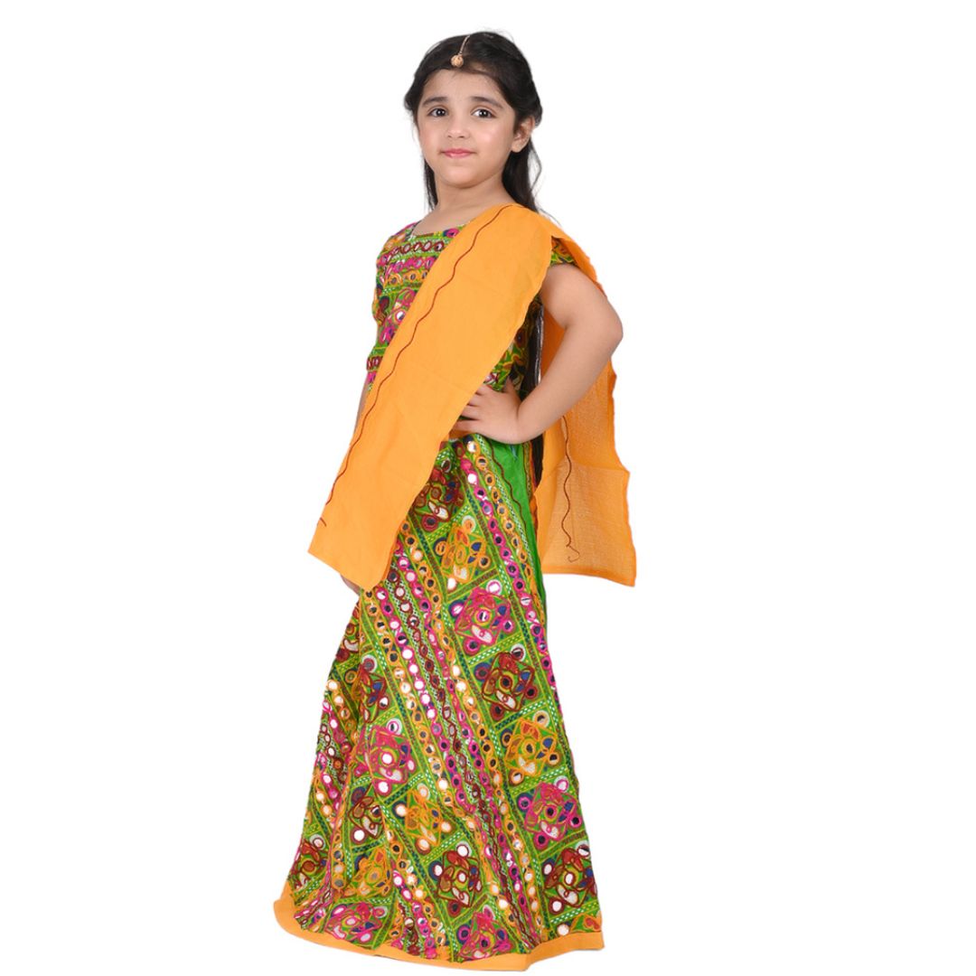 Gujrati Garba Girls Dance Dress Kids Navratri Lehenga/Chaniya,Choli with Dupatta