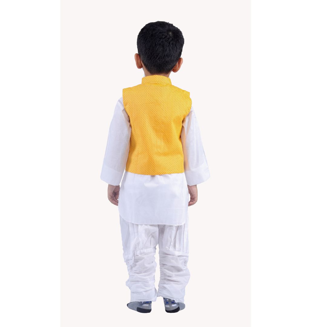 Yellow Waistcoat Kurta Pajama Set For Baby Boy (IMC18100-Yell)