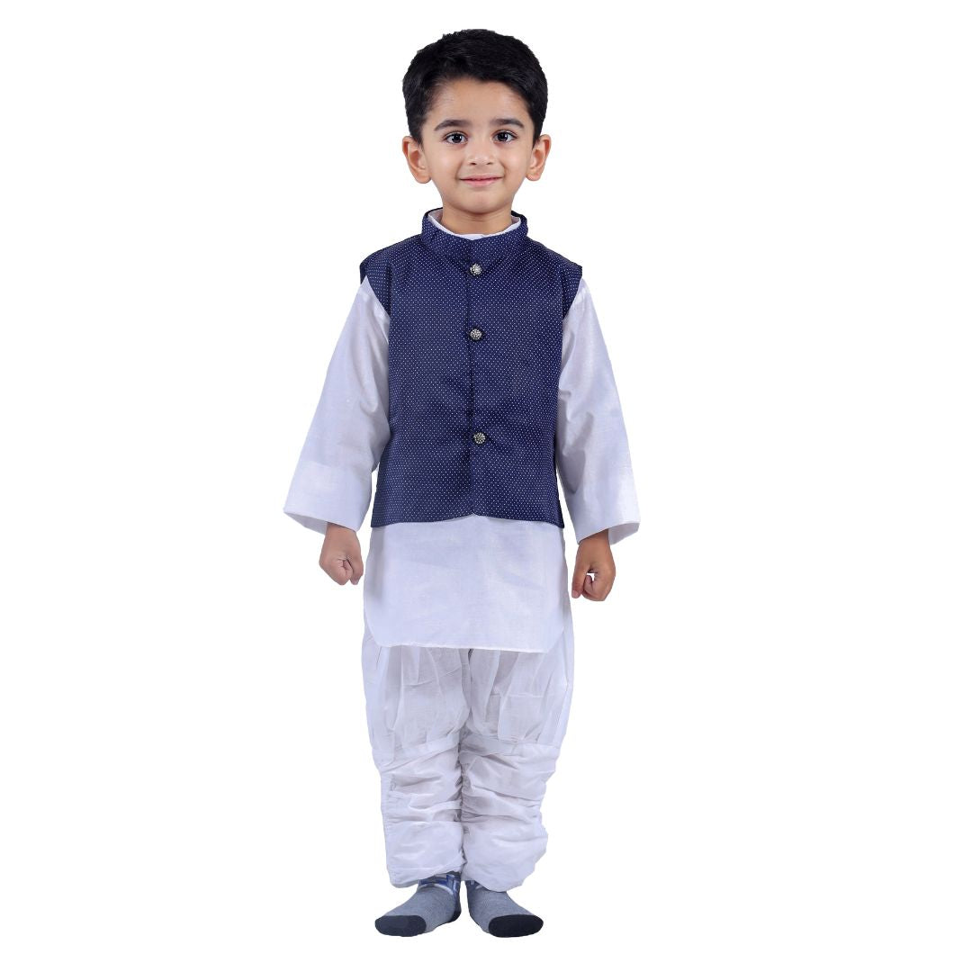 Baby Boy Kurta Pajama With Blue Waistcoat for Kids