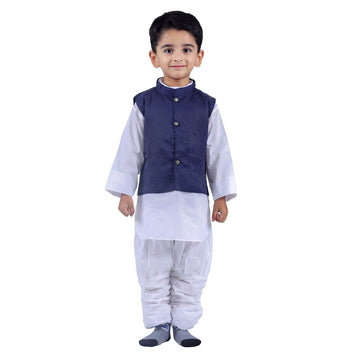 Baby Boy Kurta Pajama With Blue Waistcoat for Kids