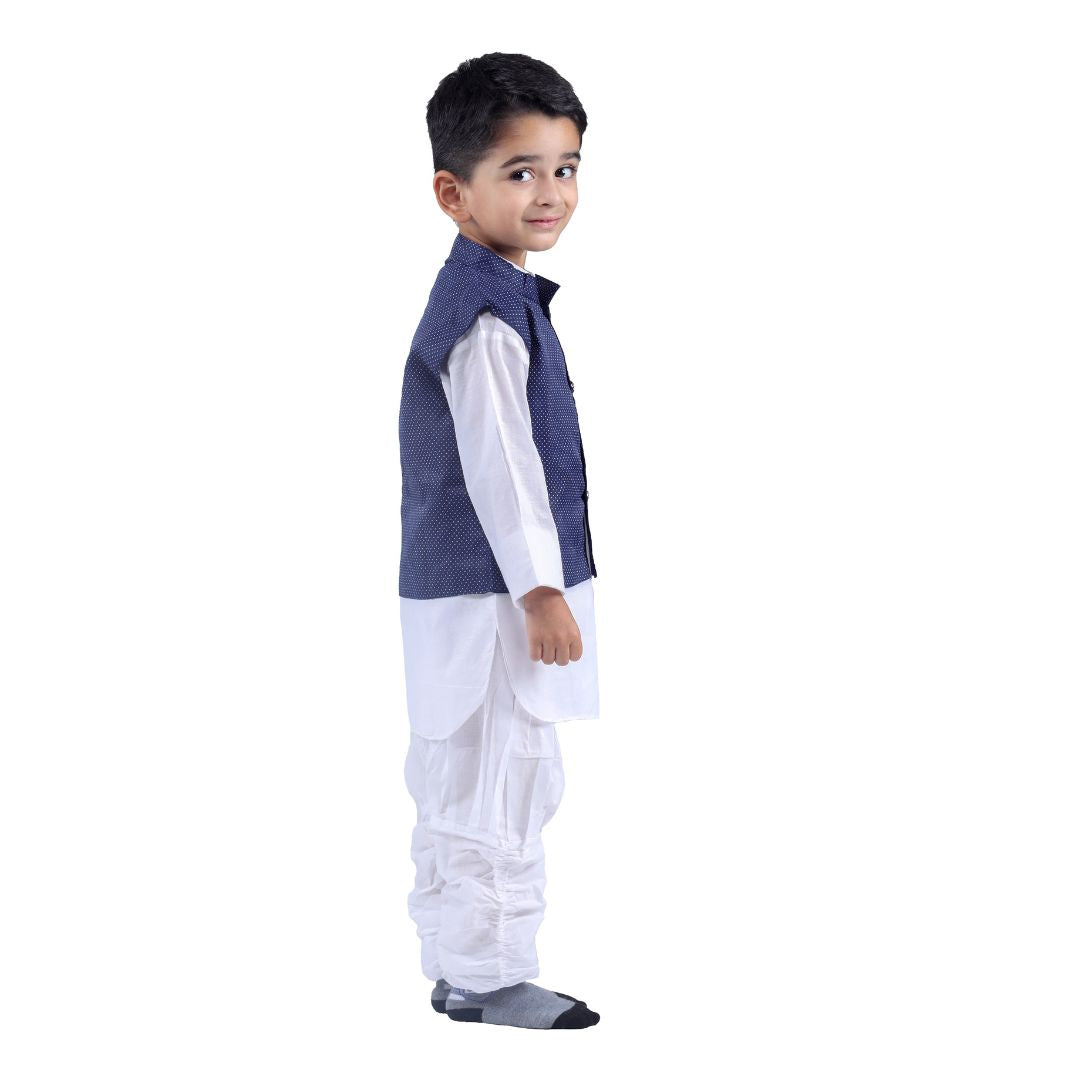 Baby Boy Kurta Pajama With Blue Waistcoat for Kids