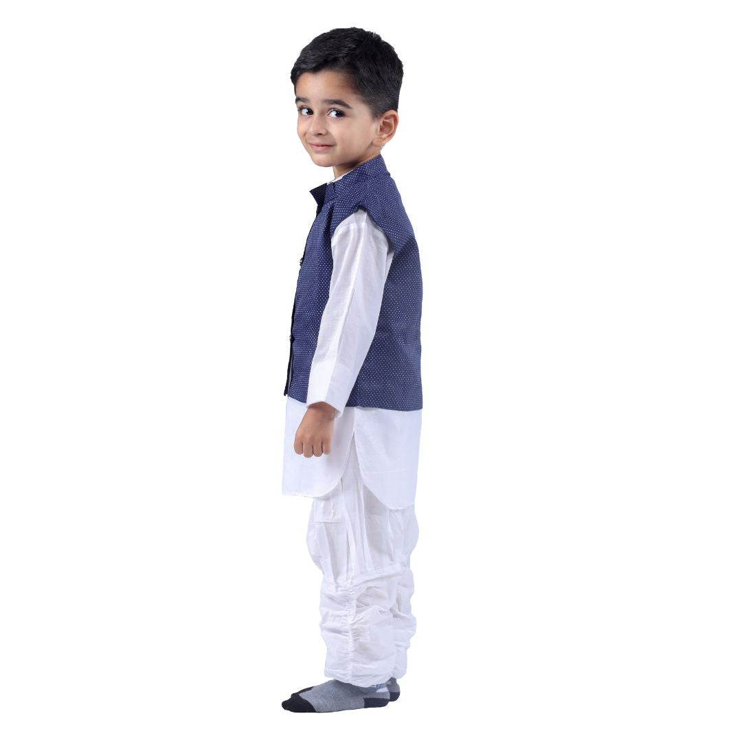 Baby Boy Kurta Pajama With Blue Waistcoat for Kids