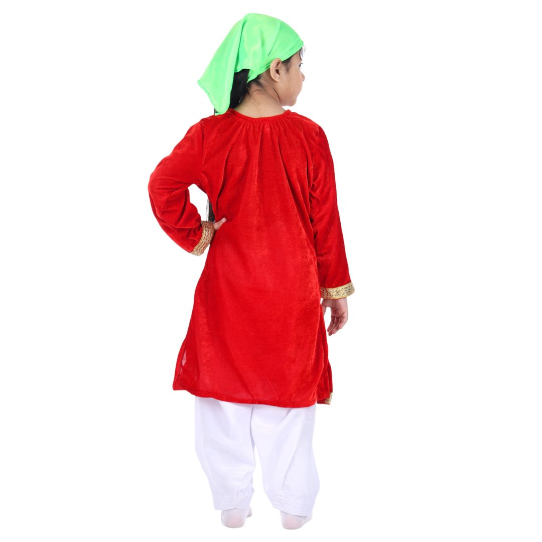 Kashmiri Traditional Costume Dress For Girls Indian States &amp; Folk dance Dresses For Kids - Red and White Suit