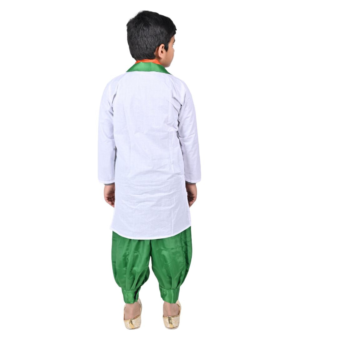 Tricolor Dress For Boys &amp; Girls Republic Day/Independence Day - Tricolour Costume Dhoti Kurta Stole Pagdi Set for Kids