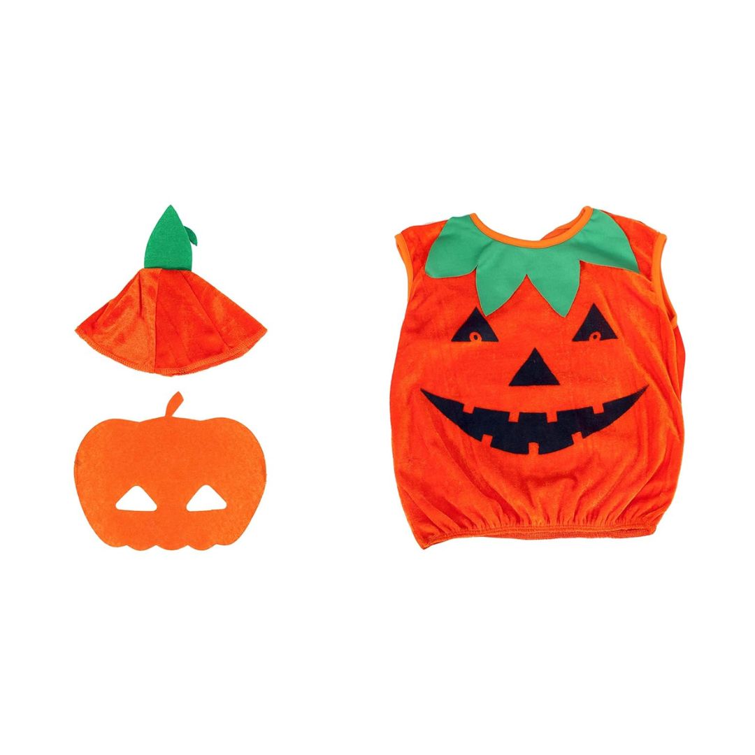 ITSMYCOSTUME Halloween Pumpkin Dress For Boys &amp; Girls Kids Orange Pumpkin Costume Set of 3(Top, Hat &amp; Mask) Kids Costume