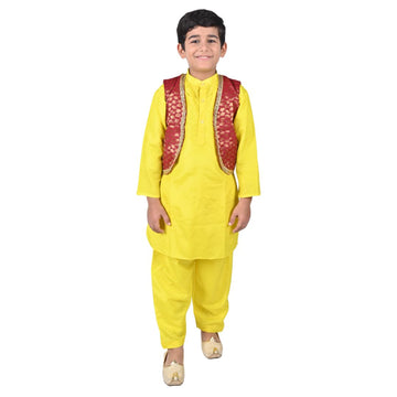 Kashmiri Dress Costume For Boys -Indian State &amp; Folk Dance Pathani Suit Set for Kids (IMC587)