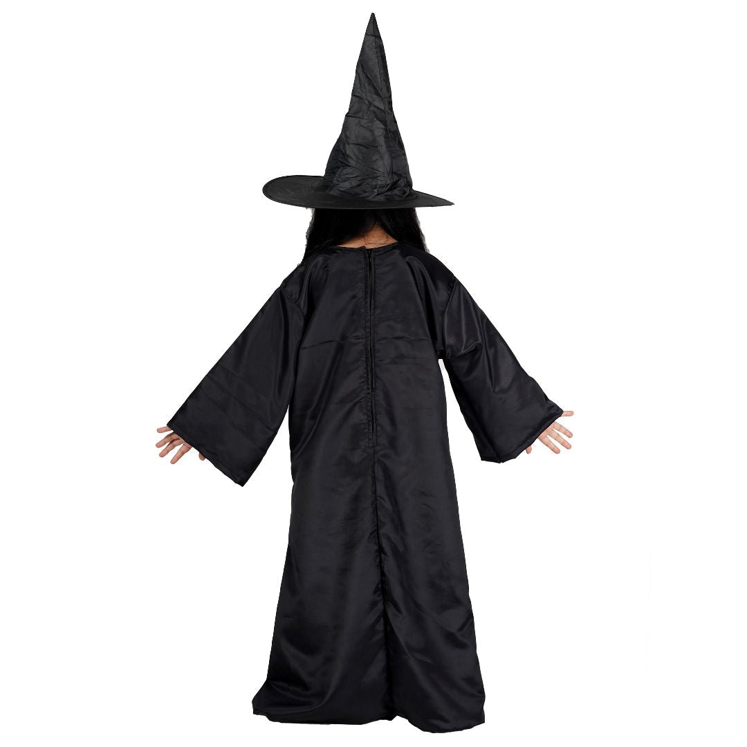 Witch Costume Dress for Kids Girls Set of 2(Gown,Hat) Halloween-Purple