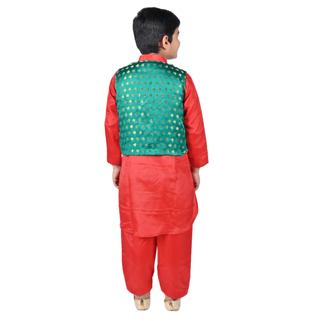 Kashmiri Dress Costume For Boys -Indian State &amp; Folk Dance Pathani Suit Set for Kids (IMC588)