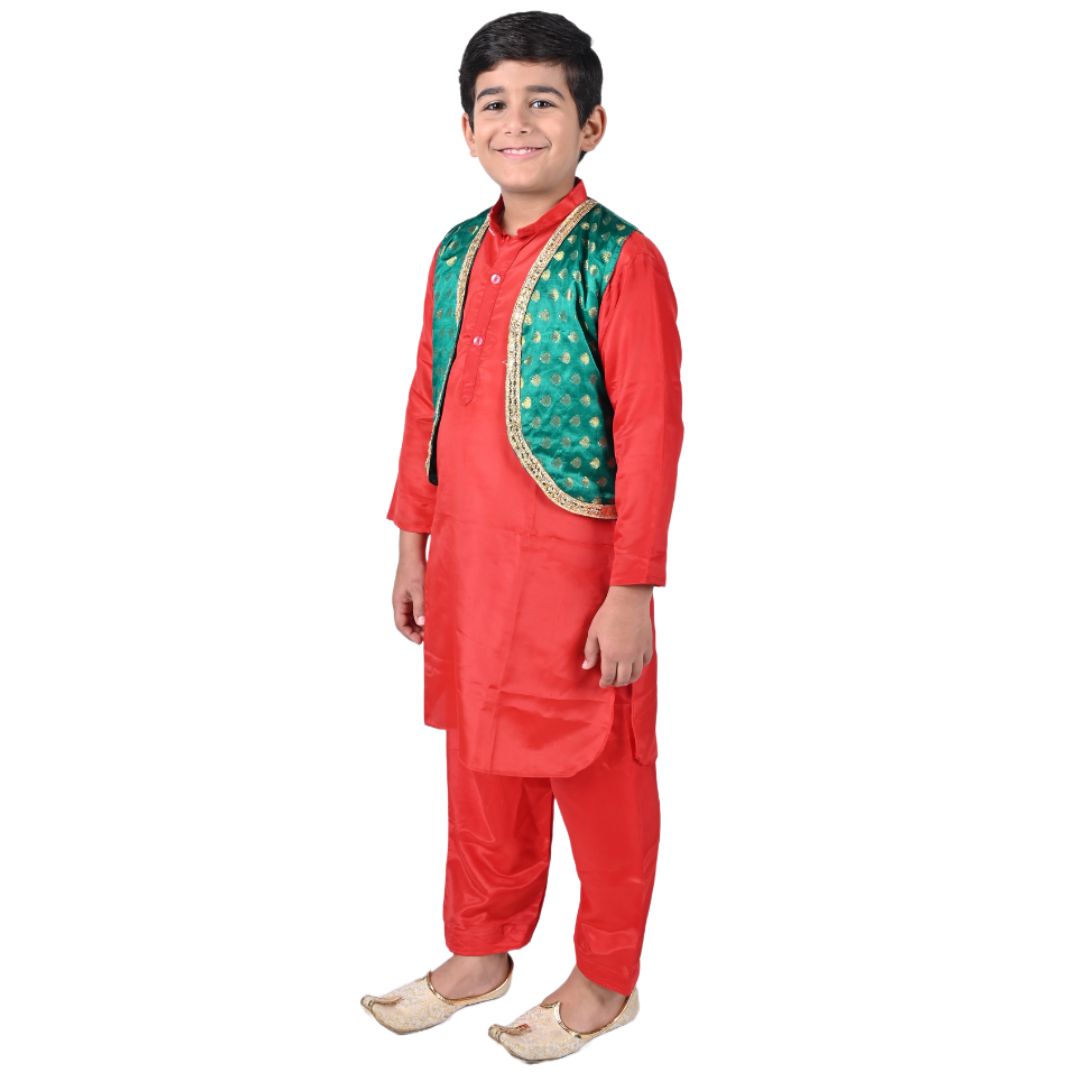 Kashmiri Dress Costume For Boys -Indian State &amp; Folk Dance Pathani Suit Set for Kids (IMC588)