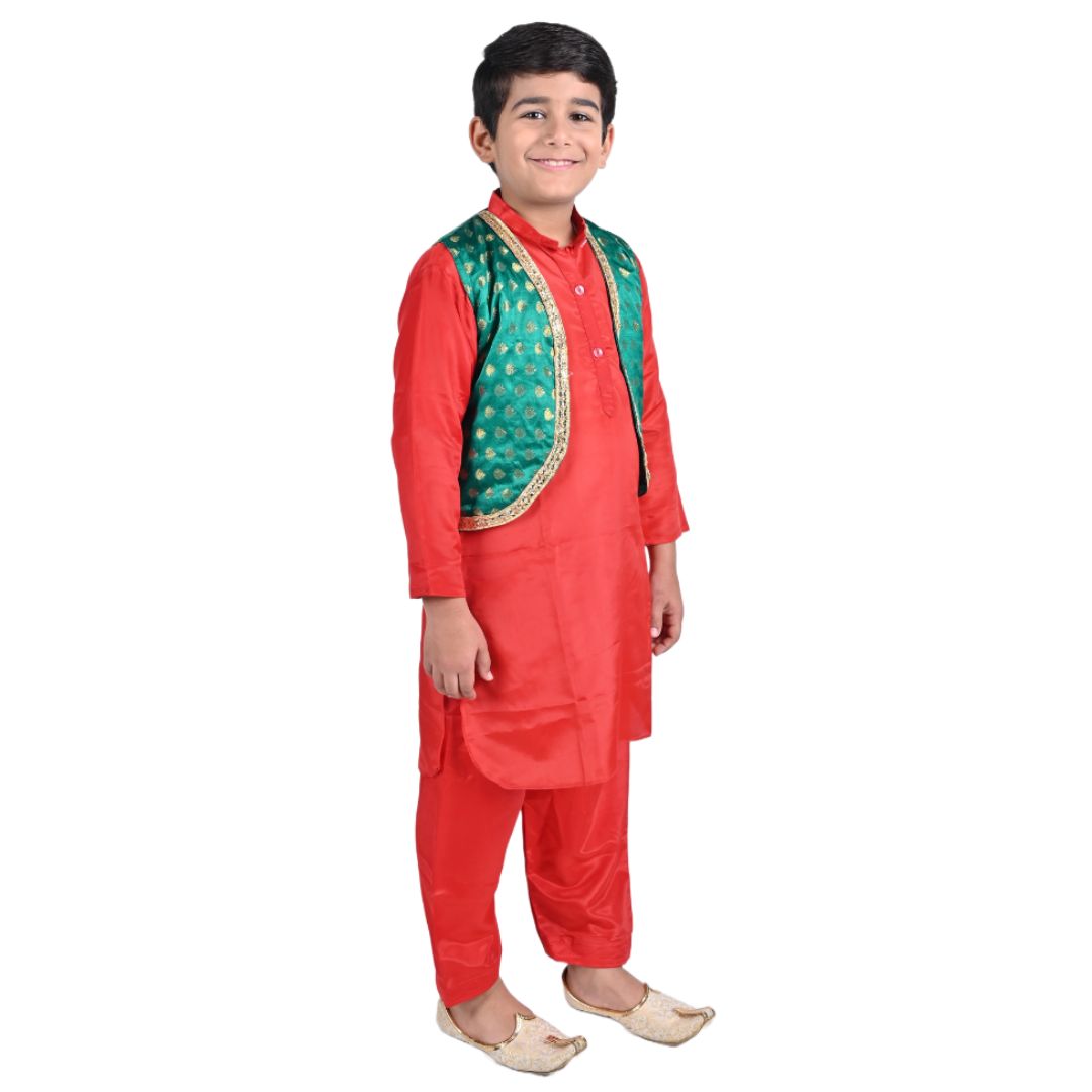 Kashmiri Dress Costume For Boys -Indian State &amp; Folk Dance Pathani Suit Set for Kids (IMC588)