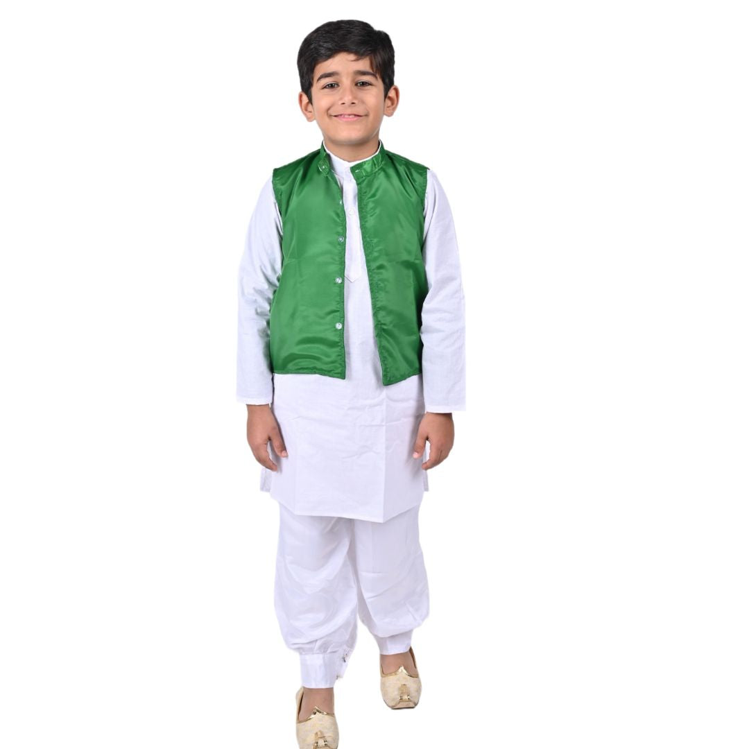 Tricolor Dress For Boys &amp; Girls Republic Day/Independence Day  - Tricolour Costume Kurta Jacket &amp; Pagdi Set For Kids