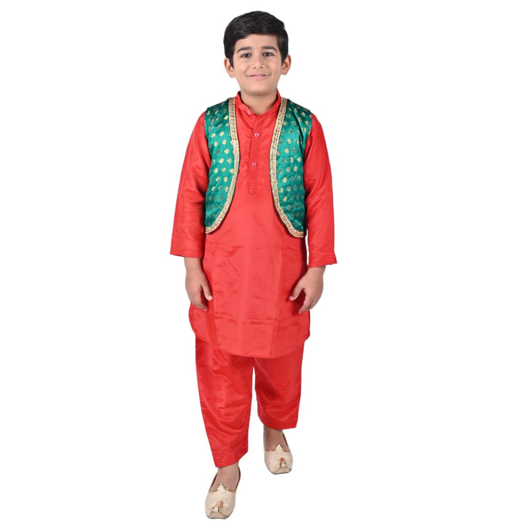 Kashmiri Dress Costume For Boys -Indian State &amp; Folk Dance Pathani Suit Set for Kids (IMC588)