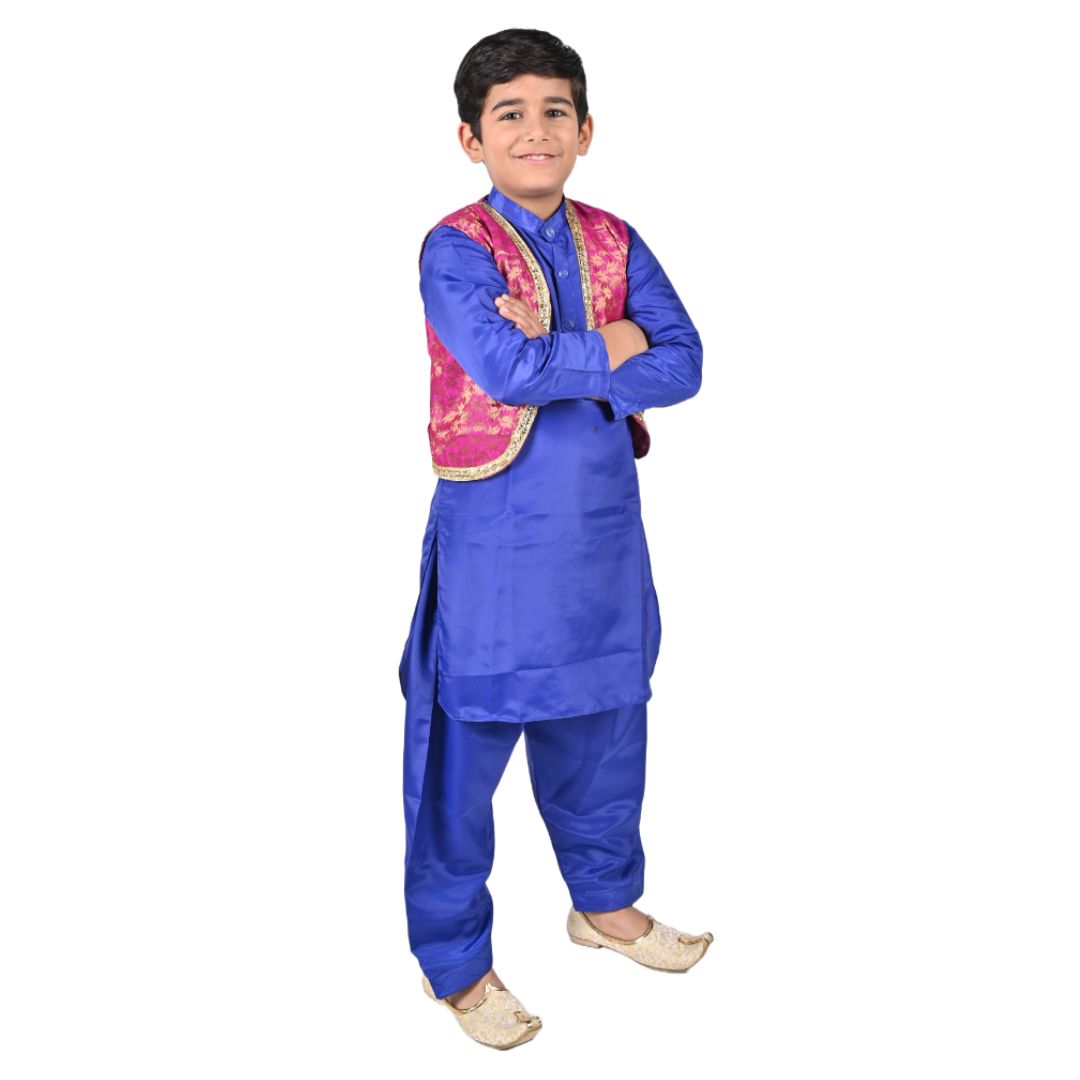 Kashmiri Dress Costume For Boys -Indian State &amp; Folk Dance Pathani Suit Set for Kids (IMC586)