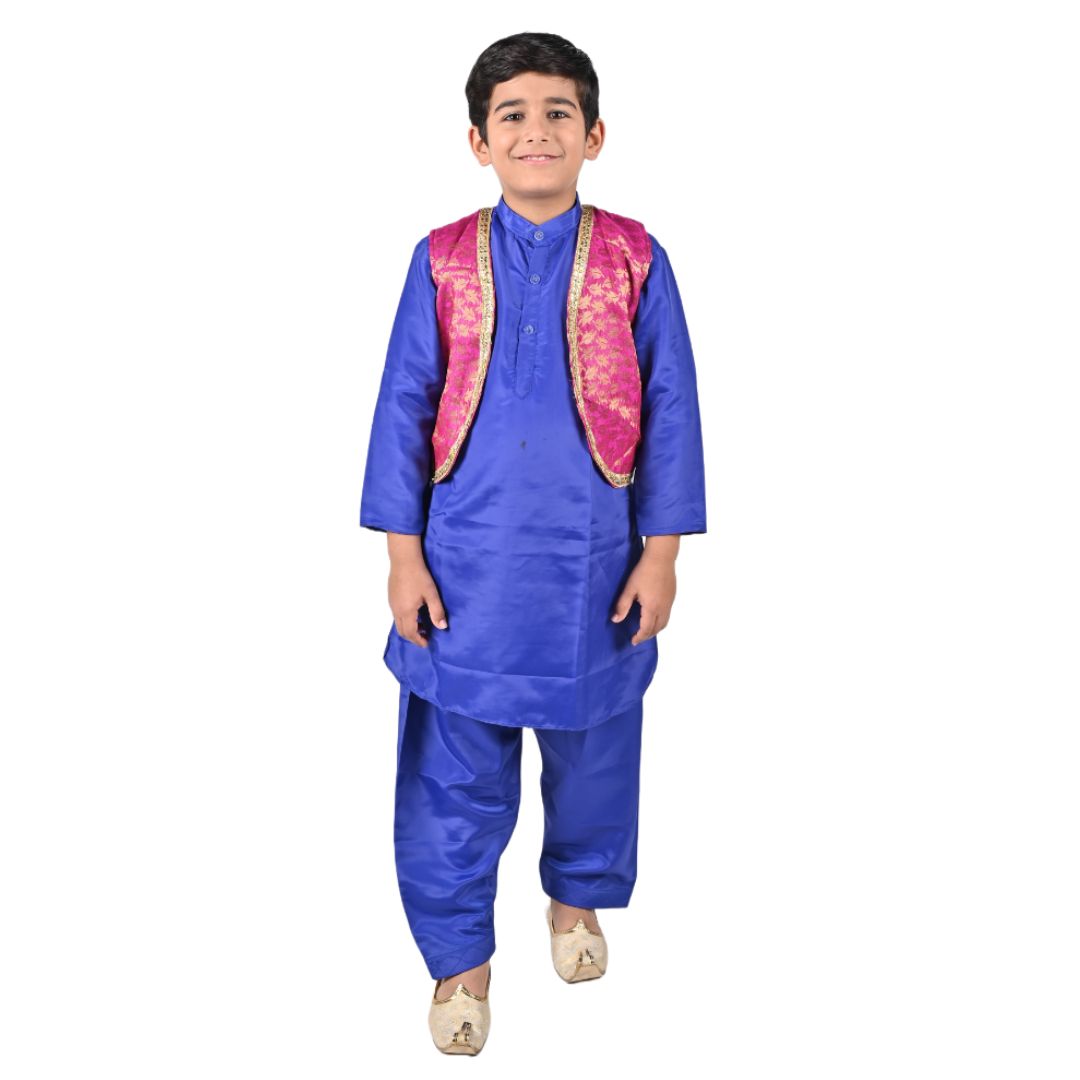 Kashmiri Dress Costume For Boys -Indian State &amp; Folk Dance Pathani Suit Set for Kids (IMC586)