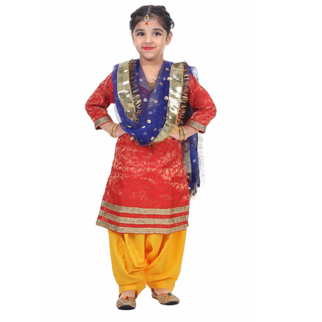 Punjabi Dress for Girls Traditional Folk Dance Costume for Kids
