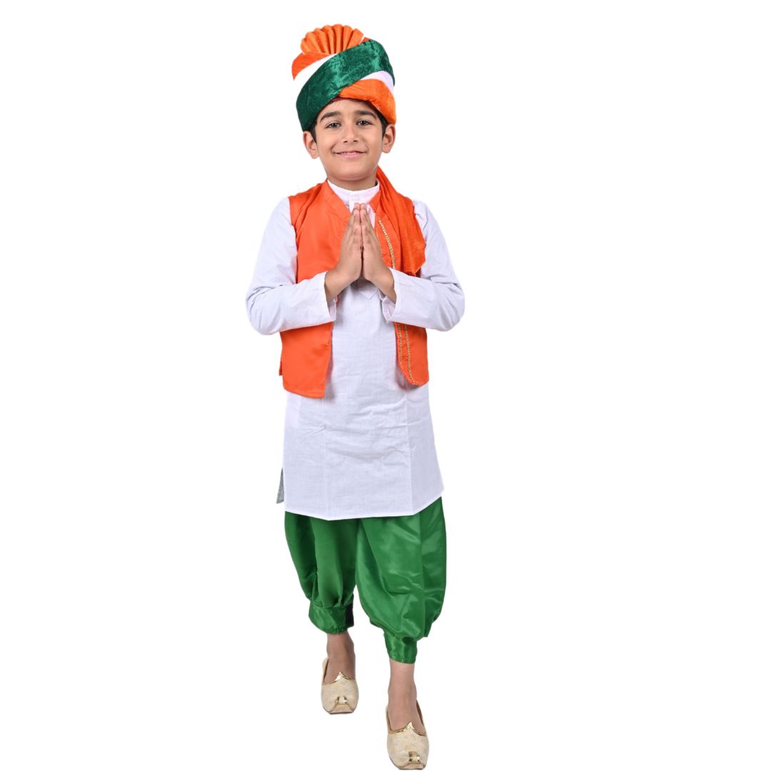 Tricolor Dress For Republic Day/ Independence Day - Tricolour Costume Kurta Jacket Set for Kids