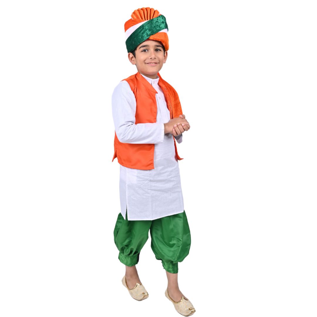 Tricolor Dress For Republic Day/ Independence Day - Tricolour Costume Kurta Jacket Set for Kids