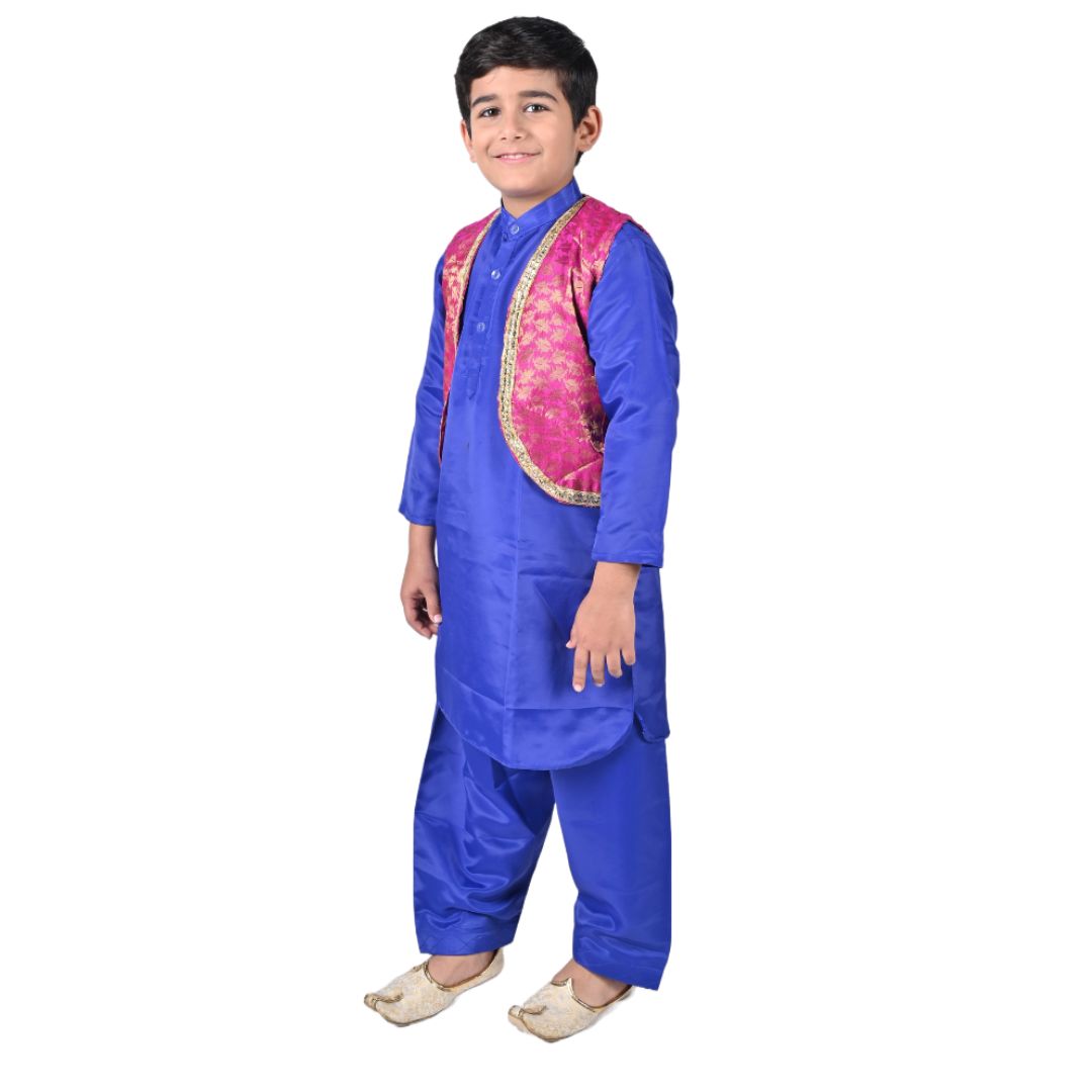 Kashmiri Dress Costume For Boys -Indian State &amp; Folk Dance Pathani Suit Set for Kids (IMC586)