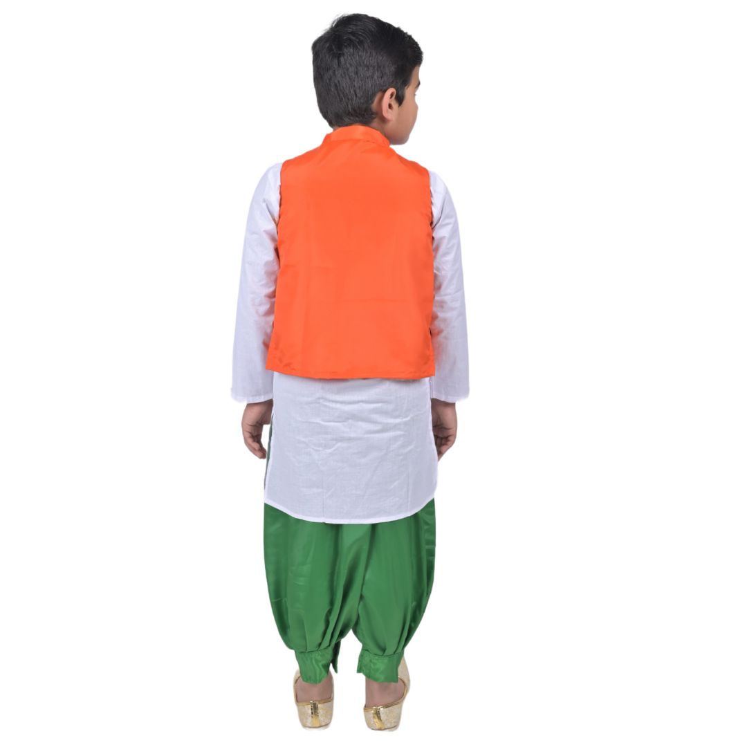 Tricolor Dress For Republic Day/ Independence Day - Tricolour Costume Kurta Jacket Set for Kids