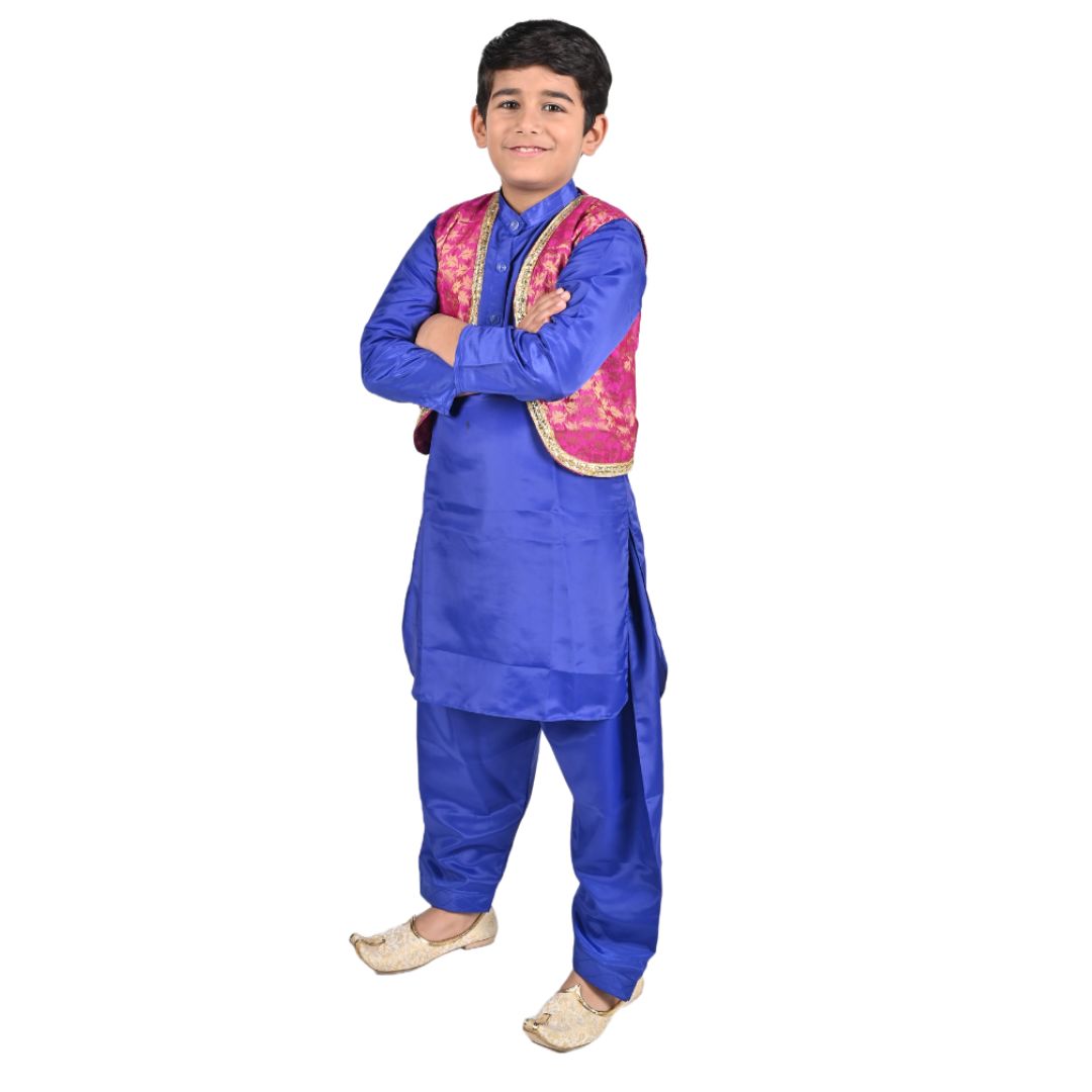 Kashmiri Dress Costume For Boys -Indian State &amp; Folk Dance Pathani Suit Set for Kids (IMC586)