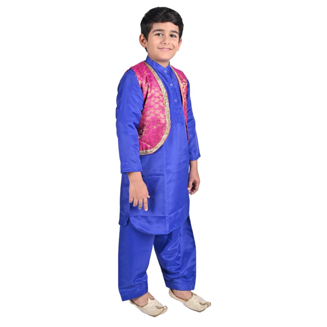 Kashmiri Dress Costume For Boys -Indian State &amp; Folk Dance Pathani Suit Set for Kids (IMC586)