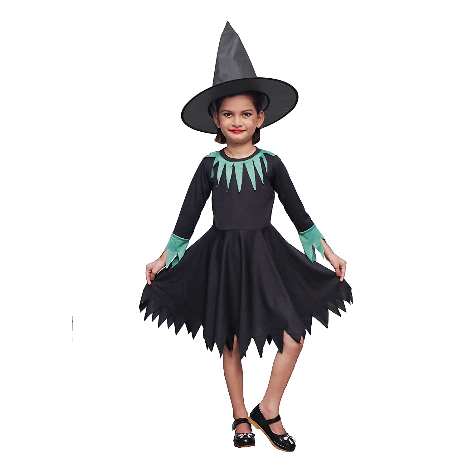 Witch Costume Dress for Kids Girls Set of 2(Frock,Hat) Halloween Costume