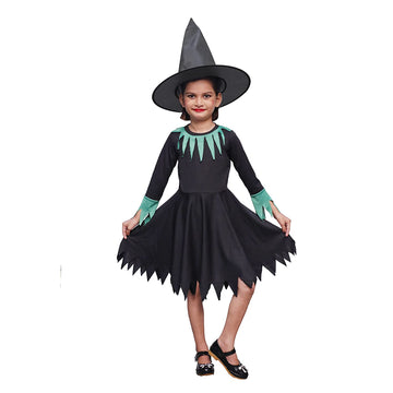 Witch Costume Dress for Kids Girls Set of 2(Frock,Hat) Halloween Costume