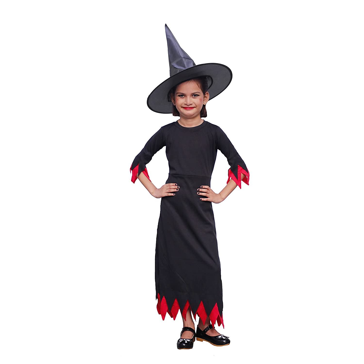 Witch Costume Dress for Kids Girls Set of 2(Gown,Hat) Halloween Costume Fancy Dress