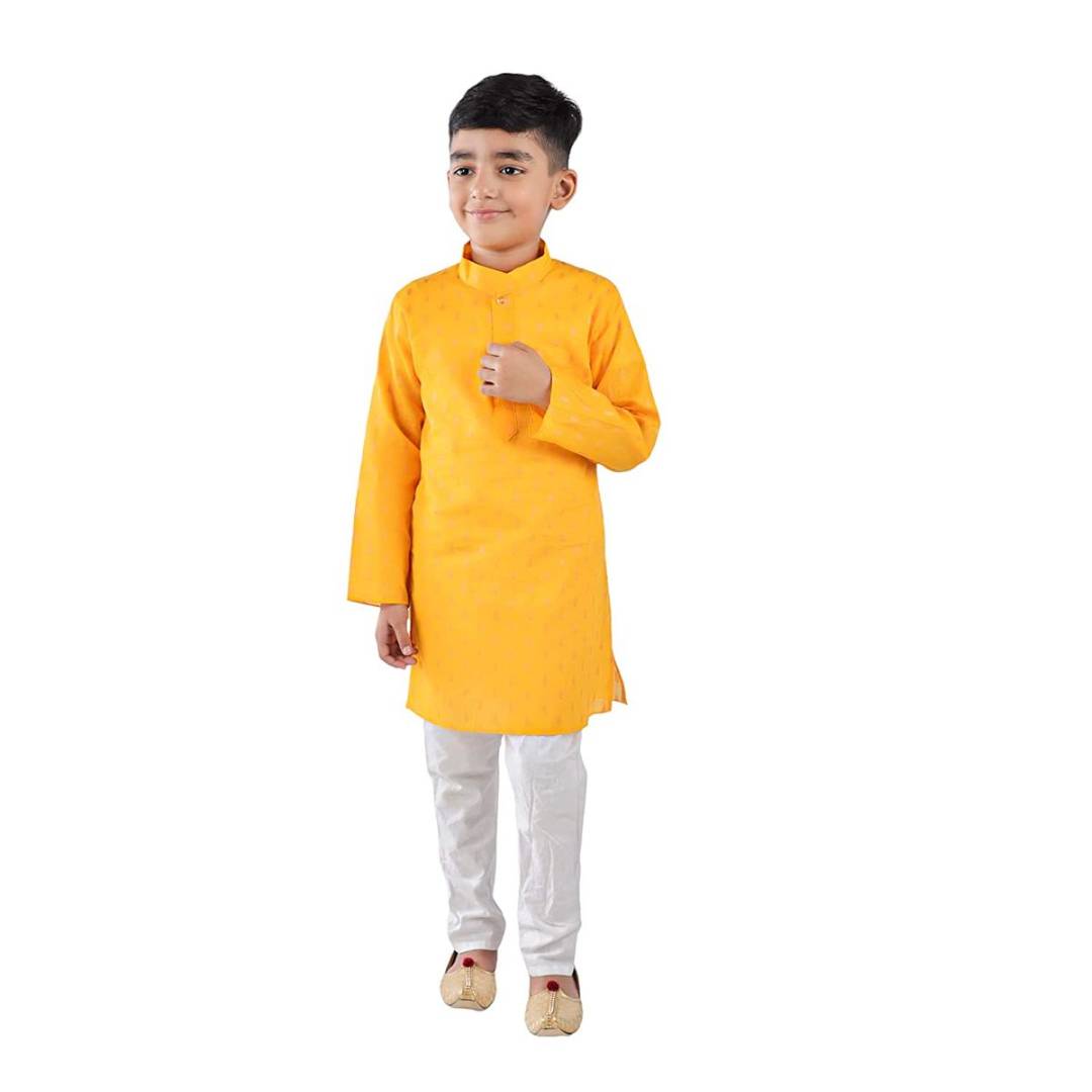 Yellow Kurta Pajama Set for Boys Kids Complete Set