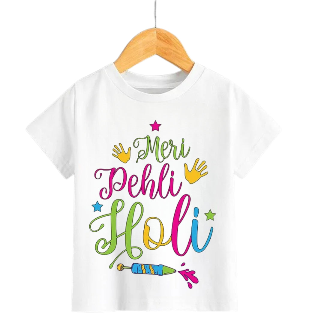 Itsmycostume My First Holi tshirt for kids baby boy girl infant Unisex Half Sleev Round Neck Tshirts