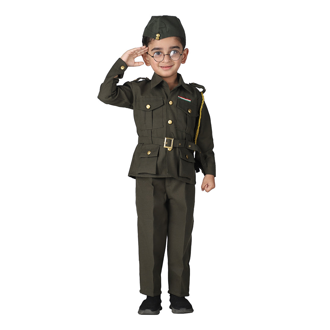 Subhash Chandra Bose Costume Dress for Boys Kids Freedom Fighter&amp;National Hero Kids Fancy Dress Costume