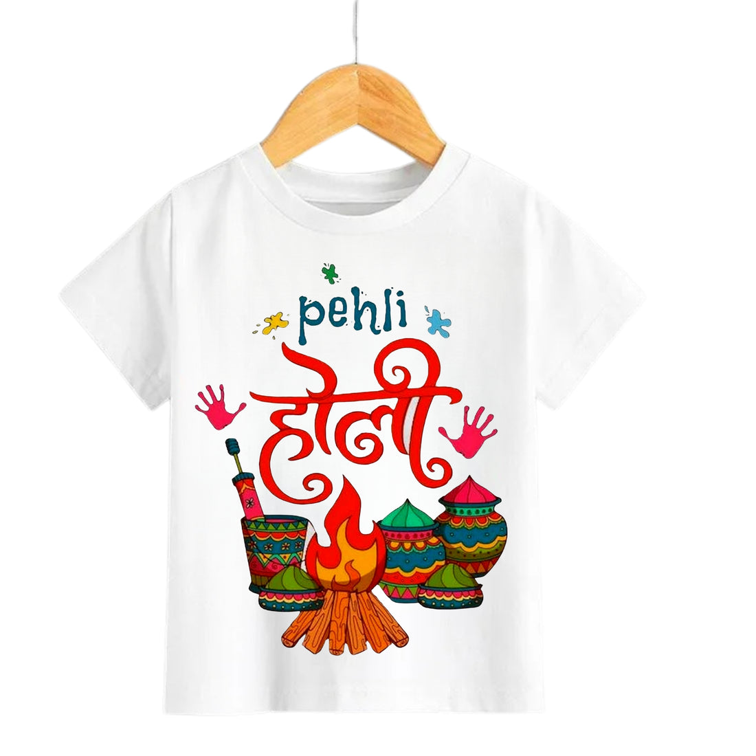 Itsmycostume My First Holi tshirt for kids baby boy girl infant Unisex Half Sleev Round Neck Tshirts