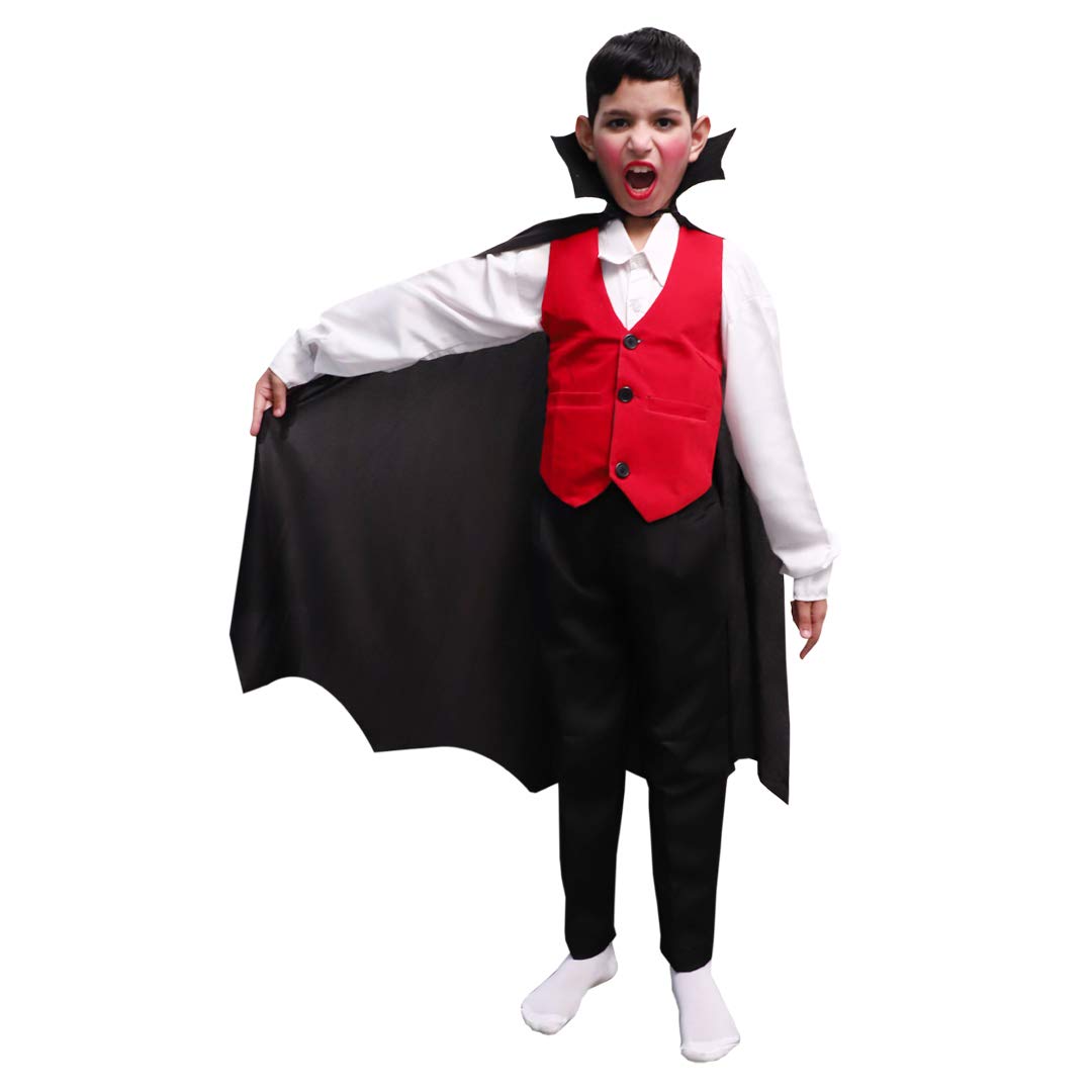 ITSMYCOSTUME Dracula Vampire Halloween Cosplay Costume Complete Set(Shirt,Pant,Waistcoat &amp;Cape) Kids Fancy Dress Costume