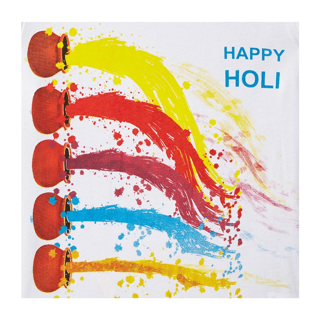 Holi T-Shirts for Kids - Printed Round Neck T-shirts for Boys &amp; Girls (IMC2030-Holi10)