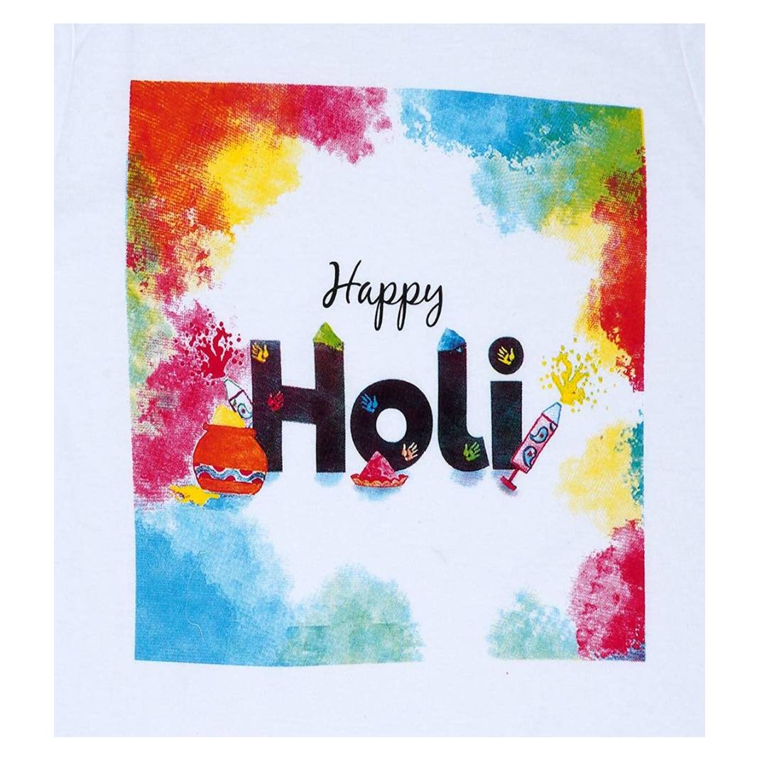 White Holi T-shirts for Boys &amp; Girls (IMC17000-Holi13)