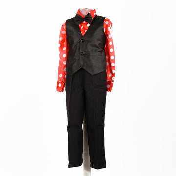Partywear Dress For Boy - Shirt Waist Coat &amp; Bow