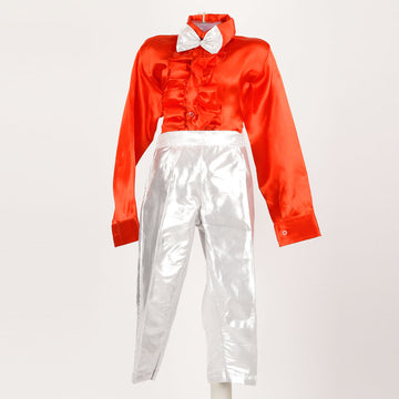 Boys Formal Dress - Boy Silver Frill Shirt Red Pant &amp; Bow Set Kids