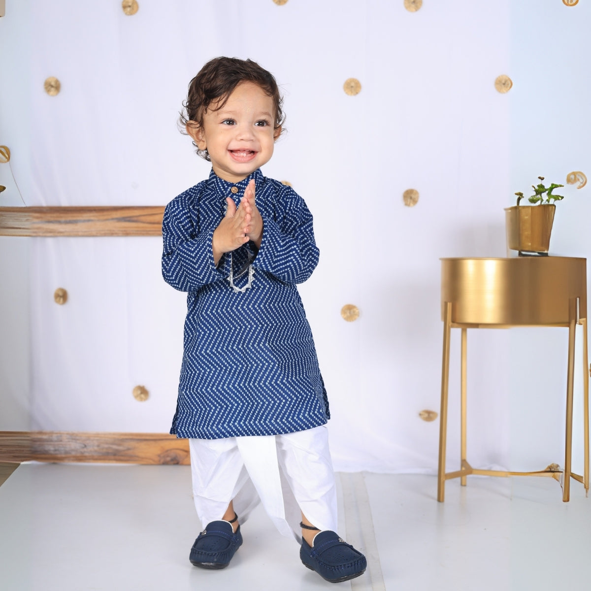 Vaanee Designz Elegant Traditional Dhoti Kurta Set for Baby Boys – Soft Cotton Ethnic Dress for Festivals And Weddings(Navy Blue)