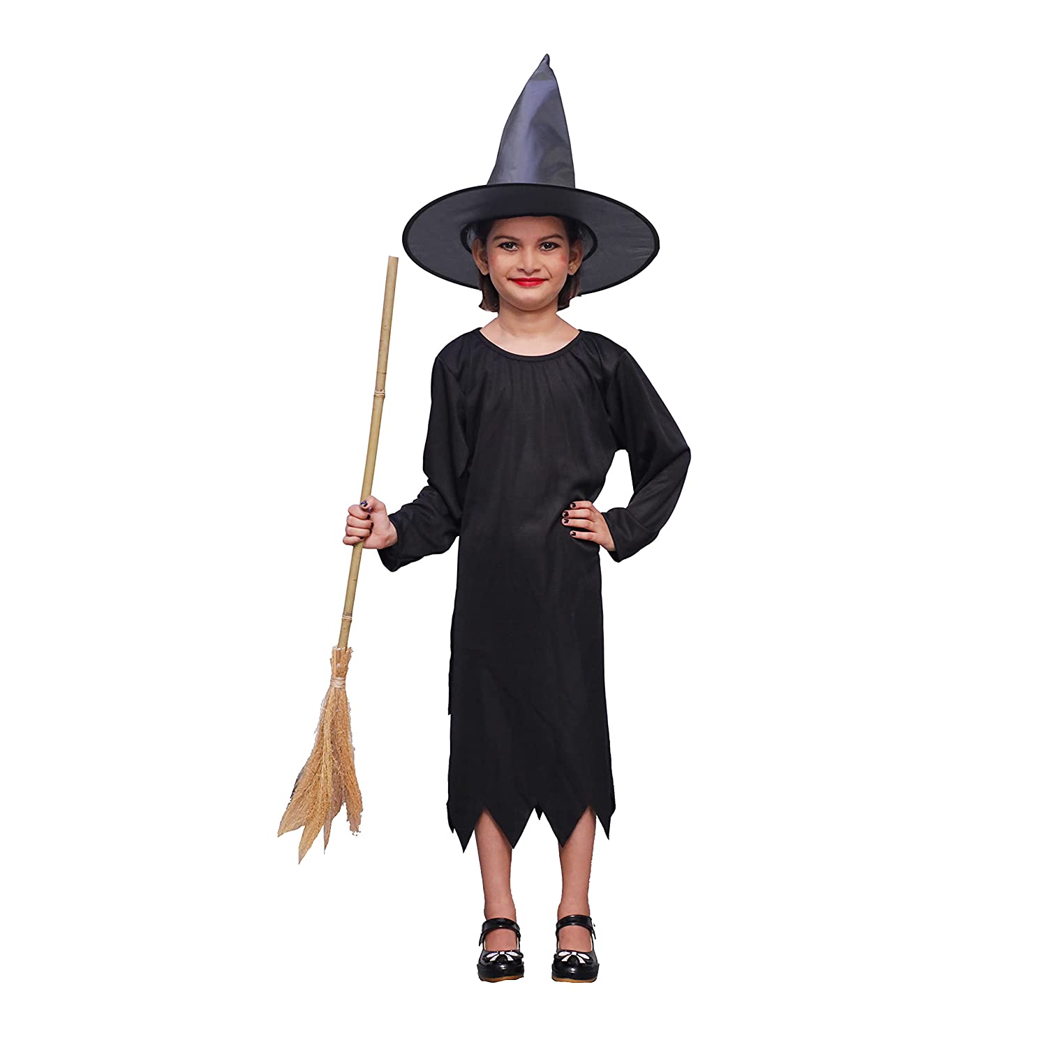 Witch Costume Dress for Kids Girls Set of 2(Gown,Hat) Halloween