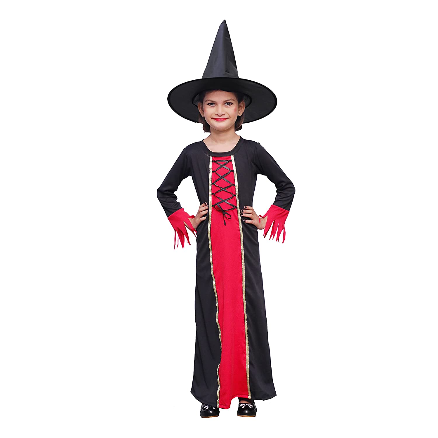 Witch Costume Dress for Kids Girls Set of 2(Gown,Hat) Halloween Costume